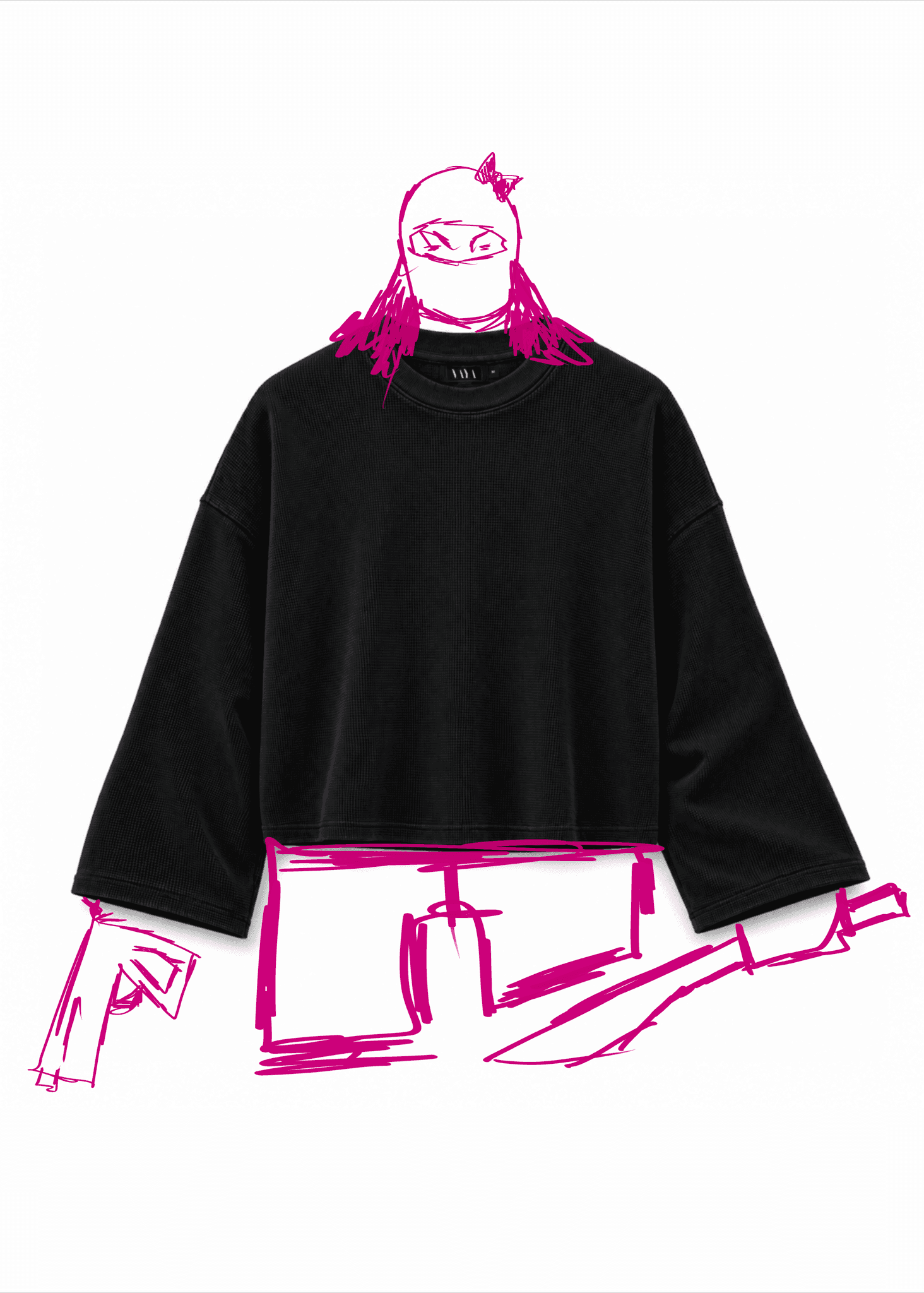 Uniform Black.003 Cropped Waffle Tee back view